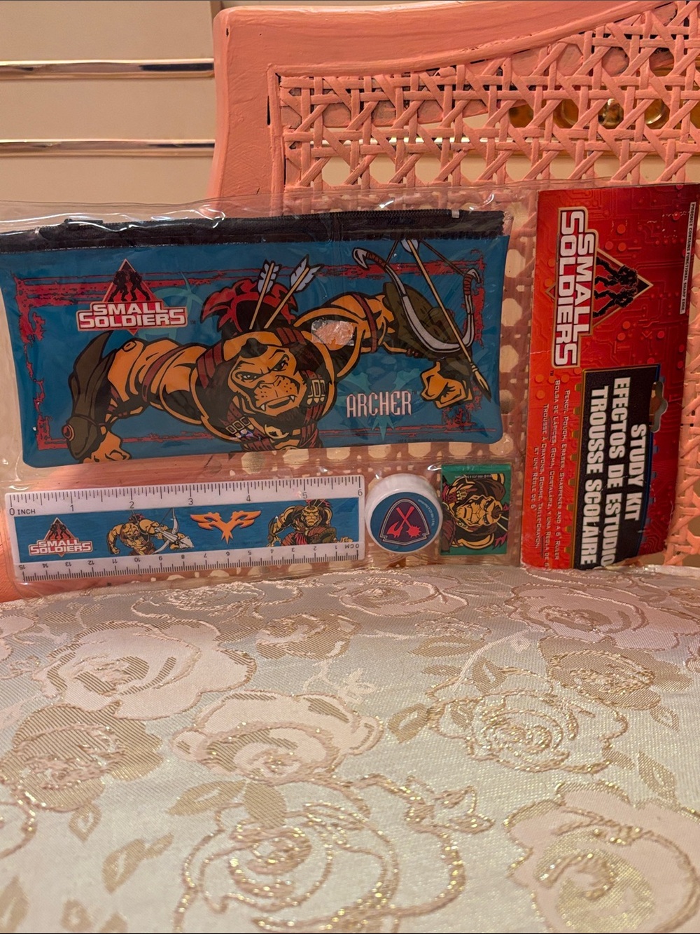 Small Soldiers 1990s vintage  Archer Pencil Case & School Kit - Blue